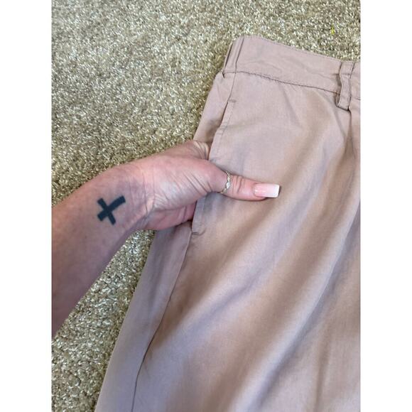 ASOS dress pants khaki wide leg high rise pockets elastic waist SZ 6-small flaw - Picture 9 of 10